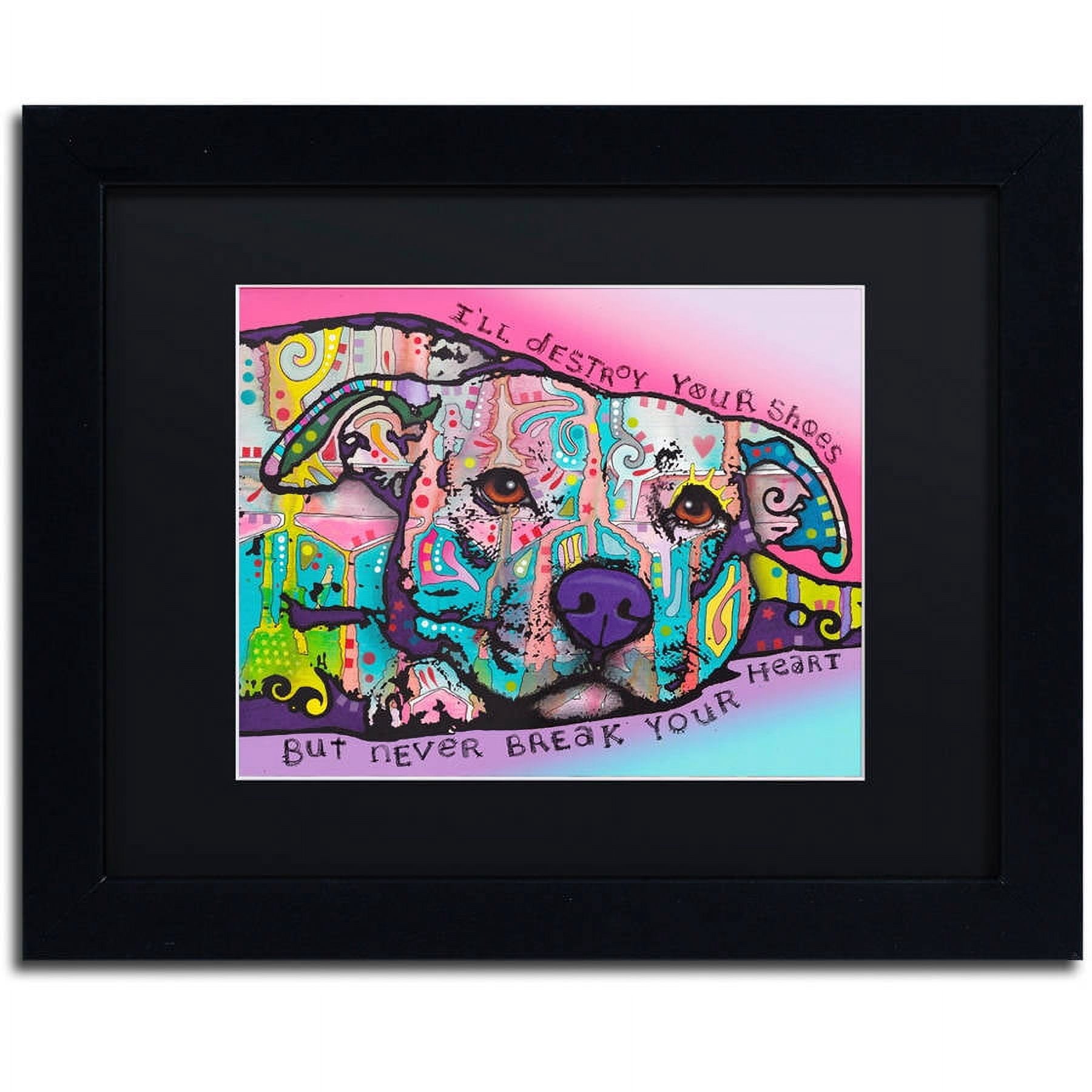 Trademark Fine Art "Never Break Your Heart" Canvas Art by Dean Russo, Black Matte, Black Frame