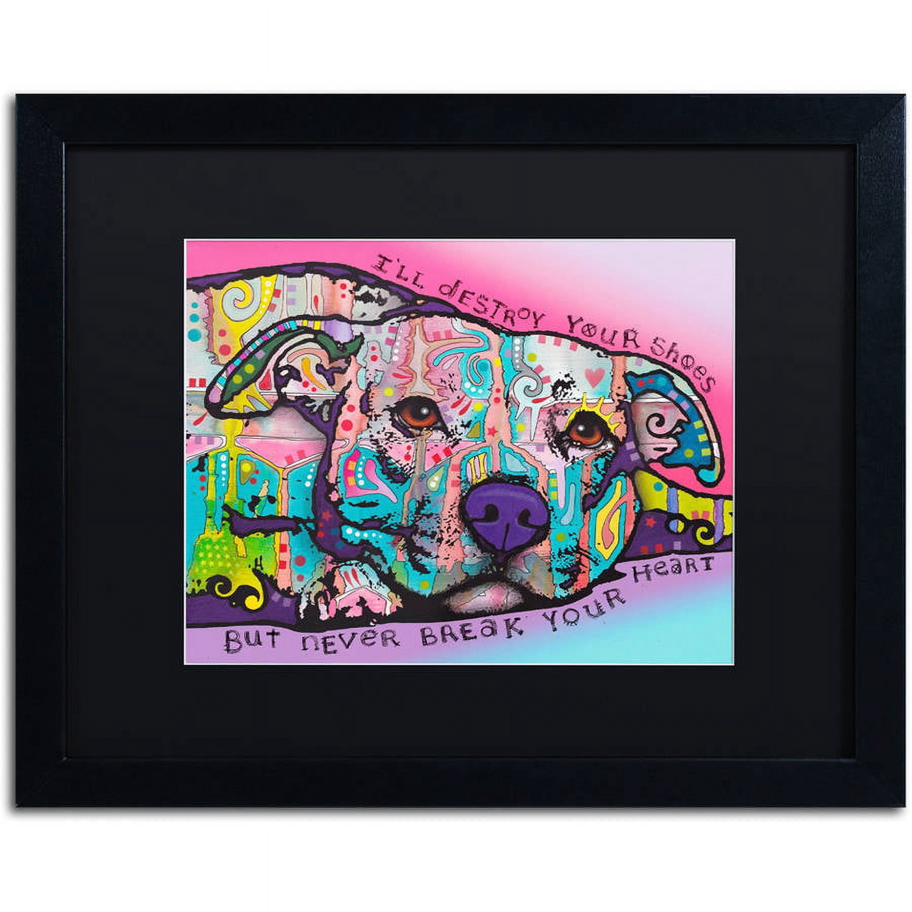 Trademark Fine Art "Never Break Your Heart" Canvas Art by Dean Russo, Black Matte, Black Frame