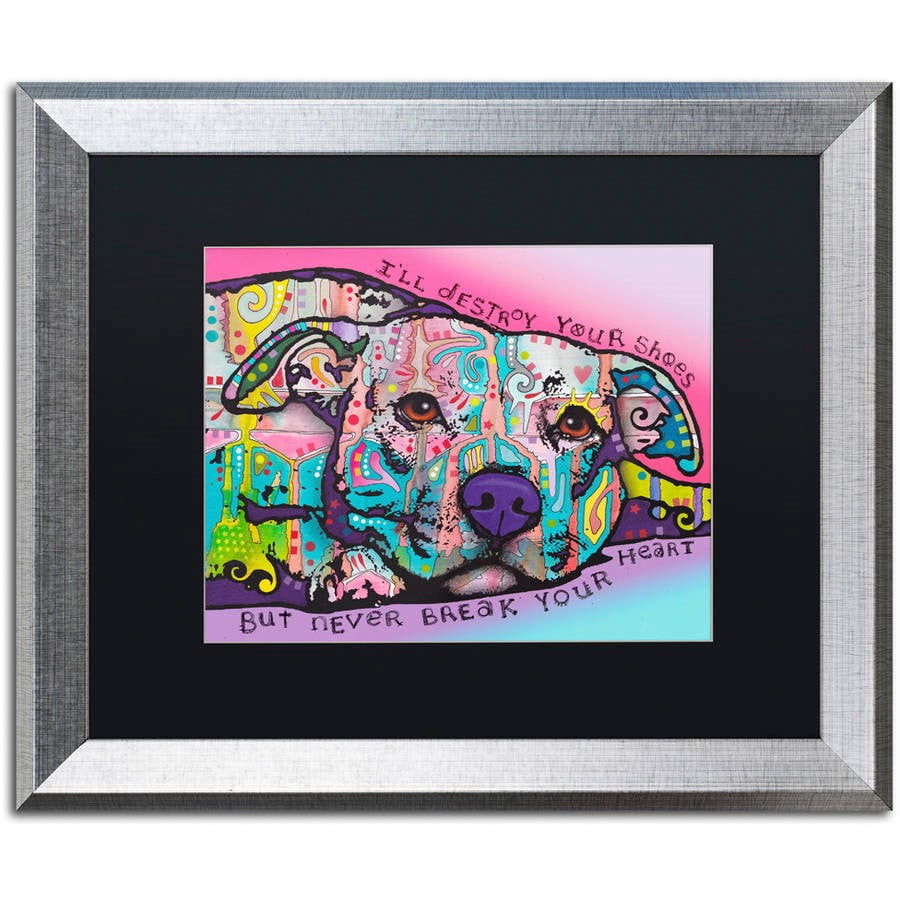Trademark Fine Art "Never Break Your Heart" Canvas Art by Dean Russo, Black Matte, Silver Frame