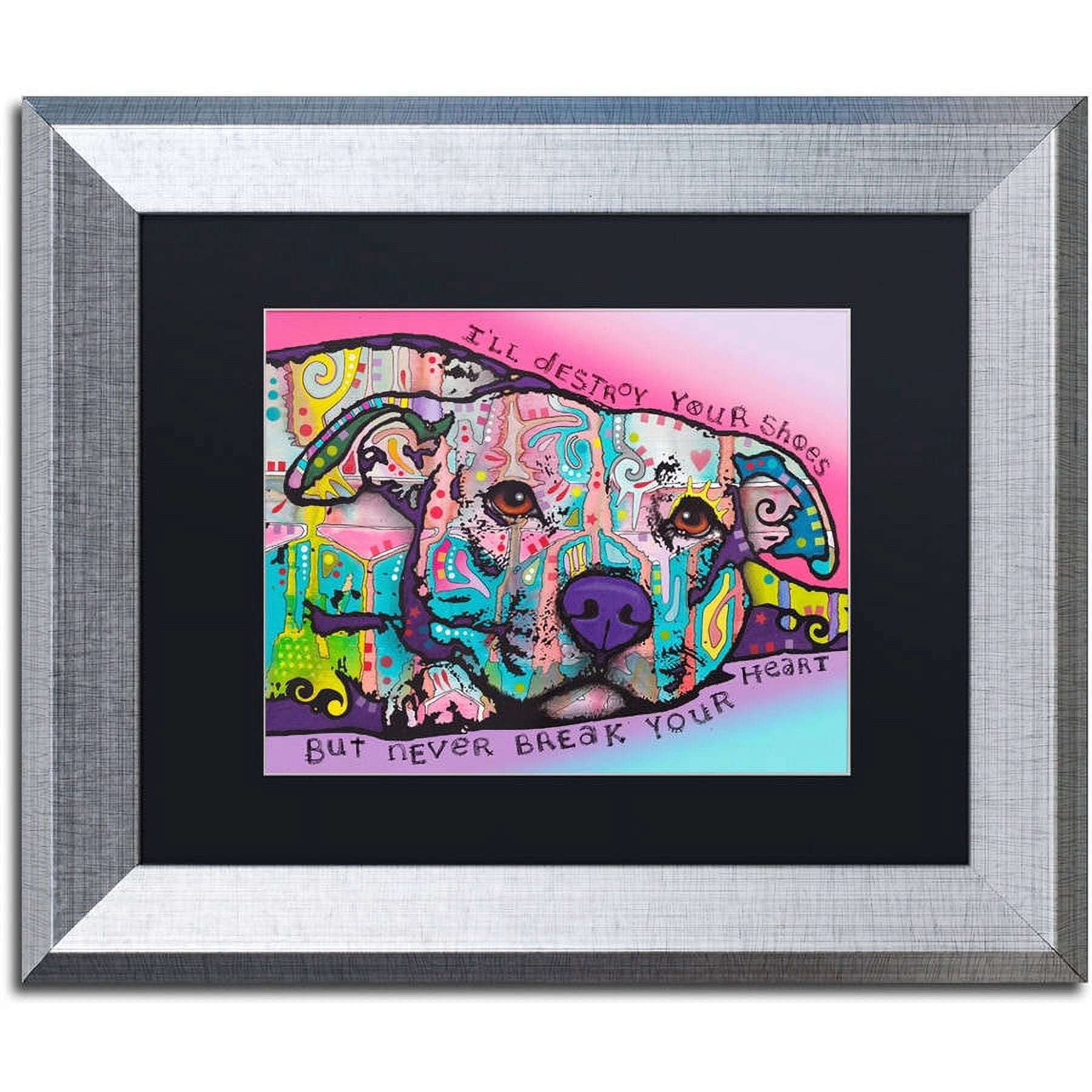 Trademark Fine Art "Never Break Your Heart" Canvas Art by Dean Russo, Black Matte, Silver Frame