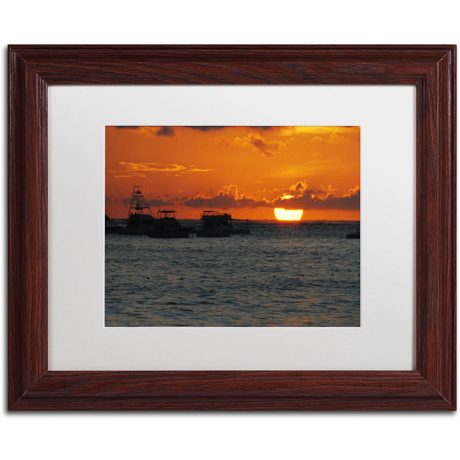 Sunset Over Water Framed Canvas Print with Wood Frame
