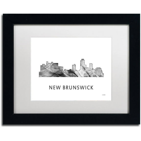 Trademark Fine Art 'New Brunswick NJ Skyline WB-BW' Canvas Art by Marlene Watson, White Matte, Black Frame