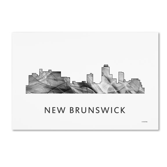 Trademark Fine Art 'New Brunswick NJ Skyline WB-BW' Canvas Art by Marlene Watson