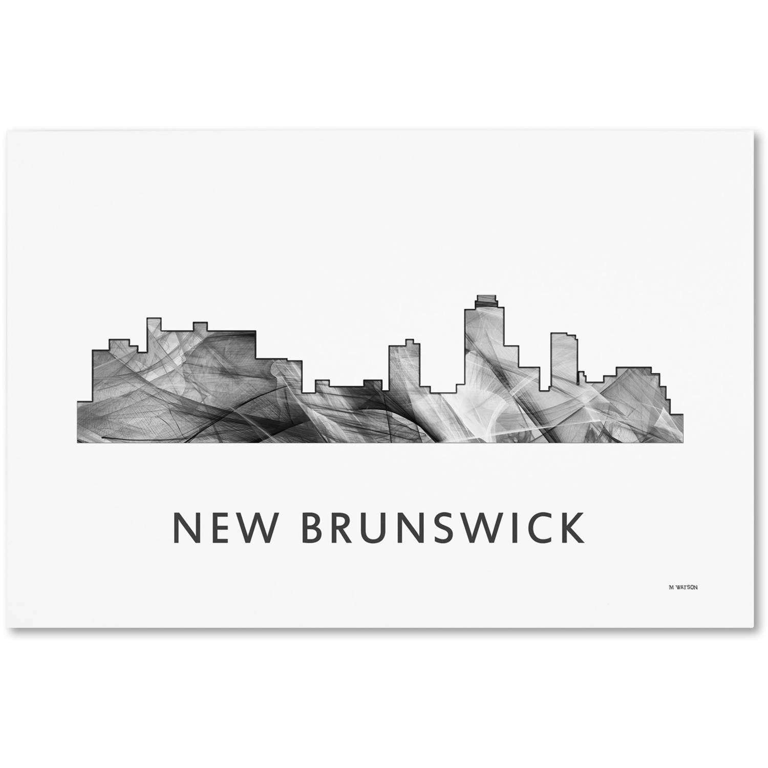 Trademark Fine Art 'New Brunswick NJ Skyline WB-BW' Canvas Art by Marlene Watson