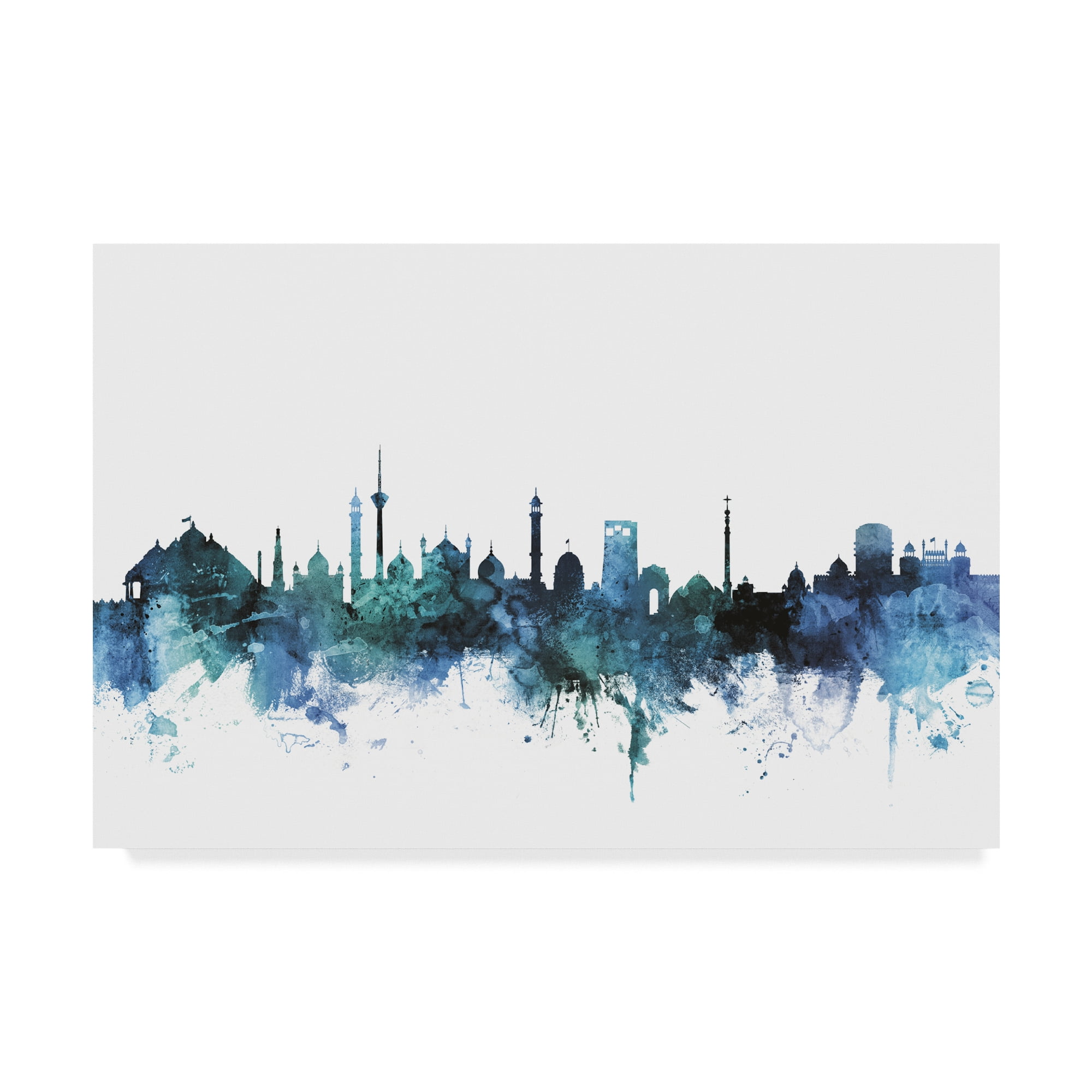 Trademark Fine Art 'New Delhi India Blue Teal Skyline' Canvas Art by Michael Tompsett