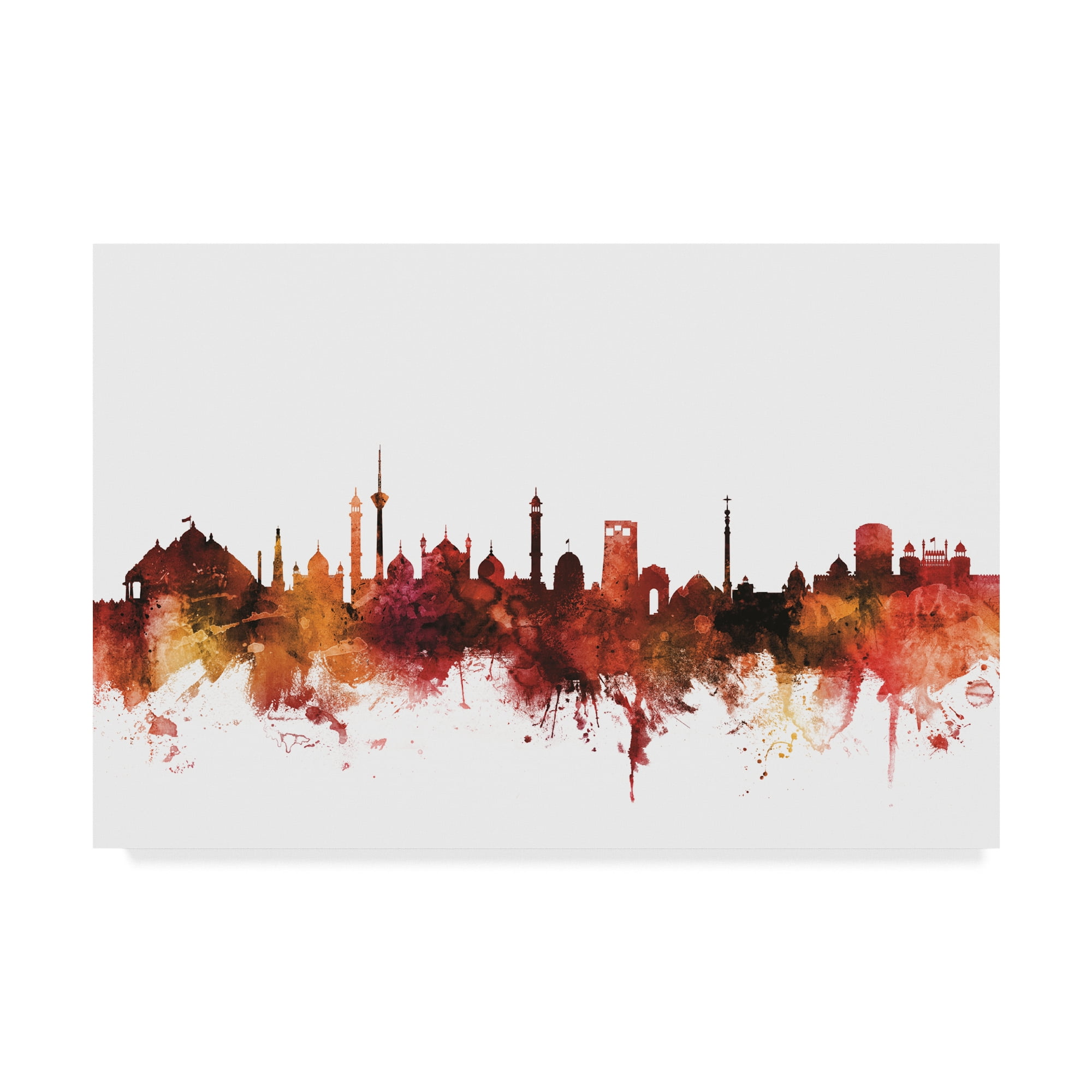 Trademark Fine Art 'New Delhi India Skyline Red' Canvas Art by Michael Tompsett