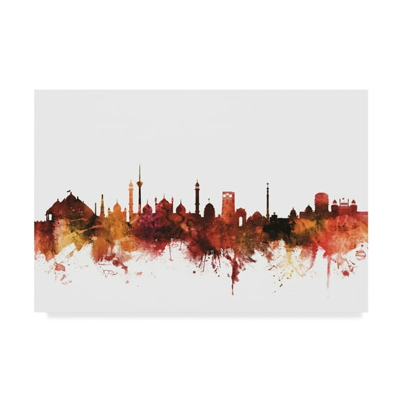 Trademark Fine Art 'New Delhi India Skyline Red' Canvas Art by Michael Tompsett