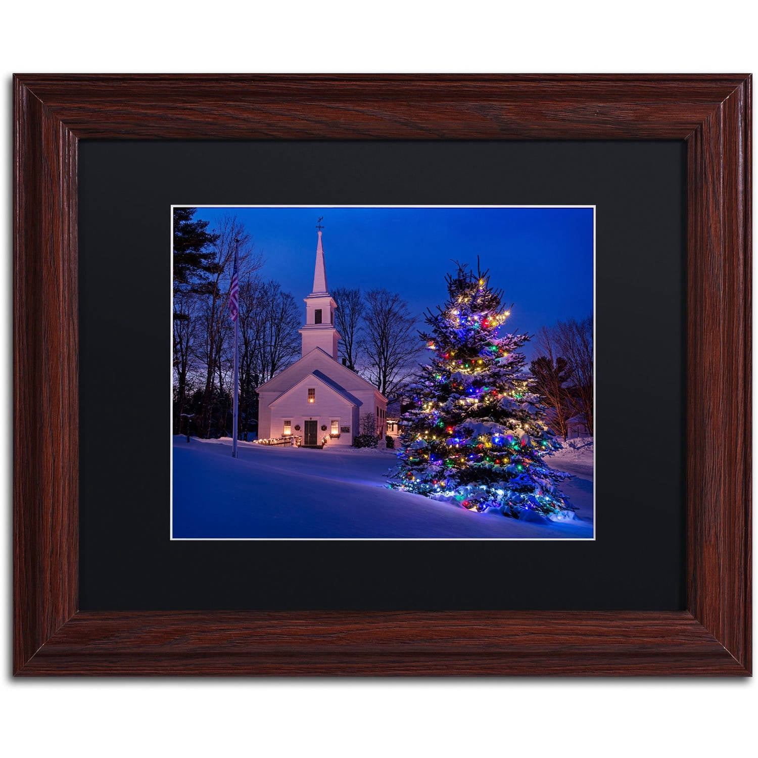 Trademark Fine Art "New England Xmas" Canvas Art by Michael Blanchette Photography Black Matte, Wood Frame