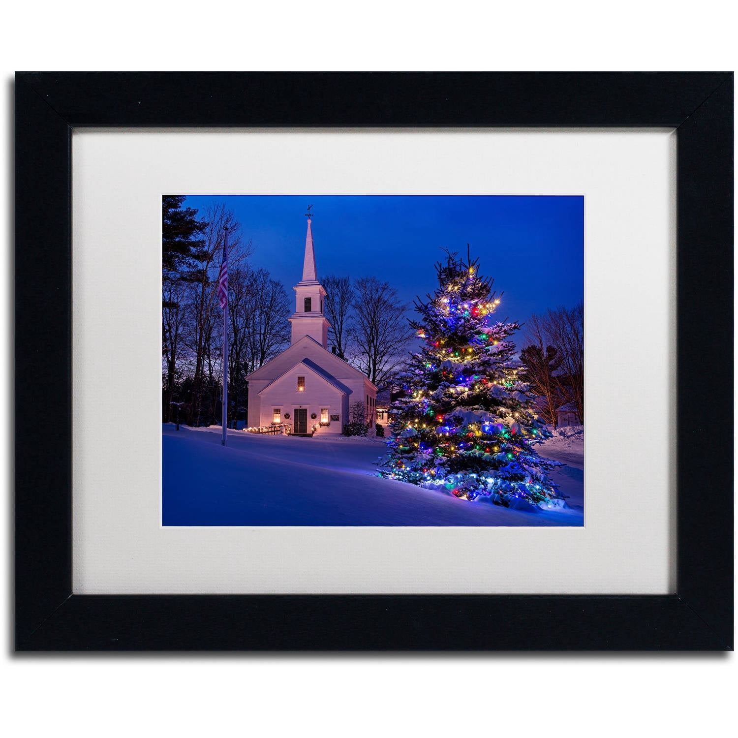 Trademark Fine Art "New England Xmas" Canvas Art by Michael Blanchette Photography White Matte, Black Frame