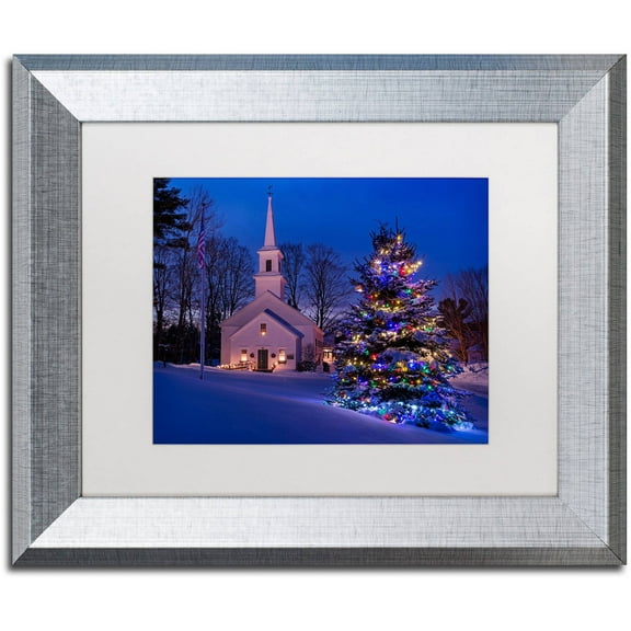 Trademark Fine Art "New England Xmas" Canvas Art by Michael Blanchette Photography White Matte, Silver Frame