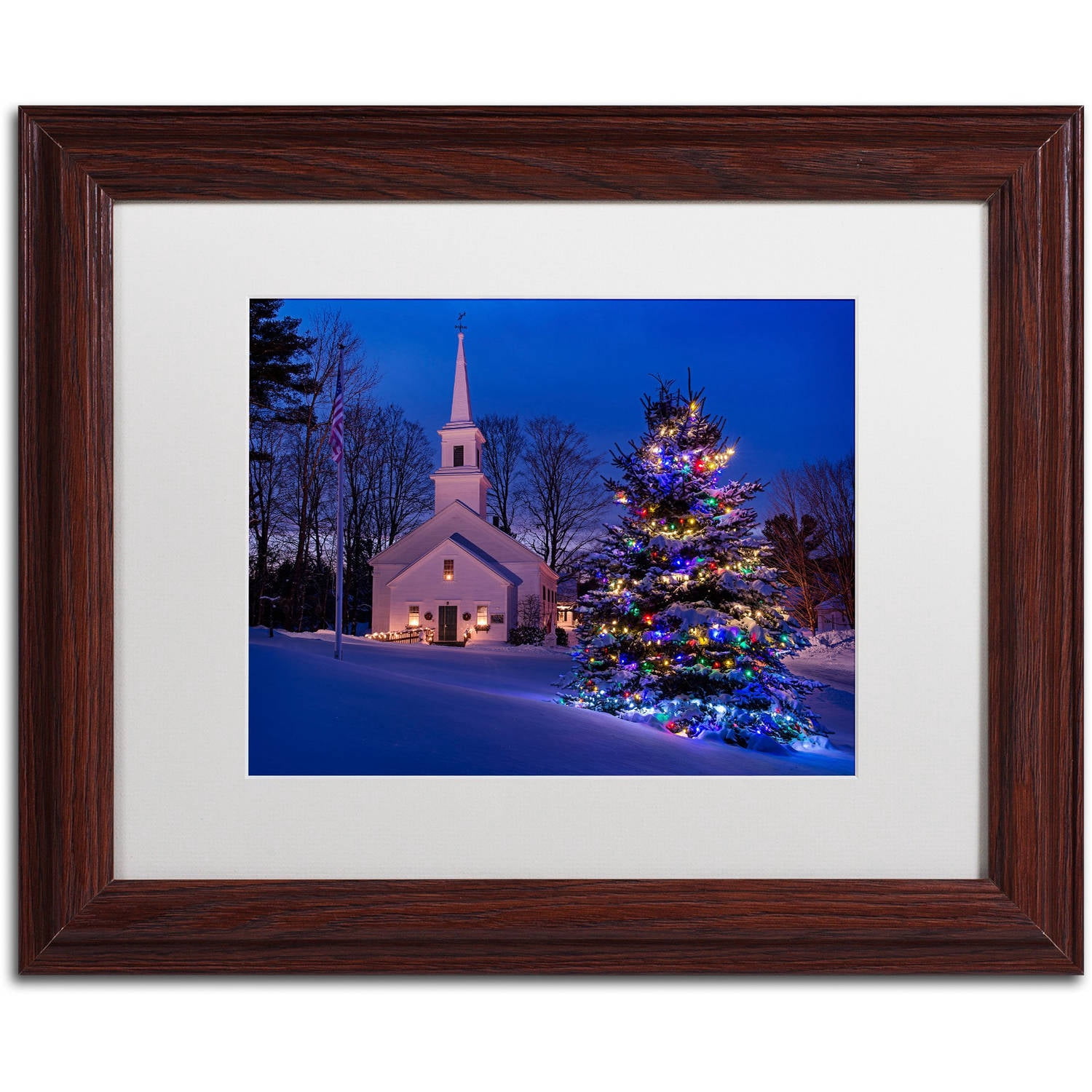 Trademark Fine Art "New England Xmas" Canvas Art by Michael Blanchette Photography White Matte, Wood Frame