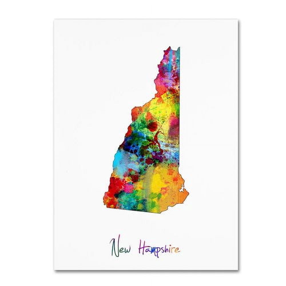 Trademark Fine Art "New Hampshire Map" Canvas Art by Michael Tompsett