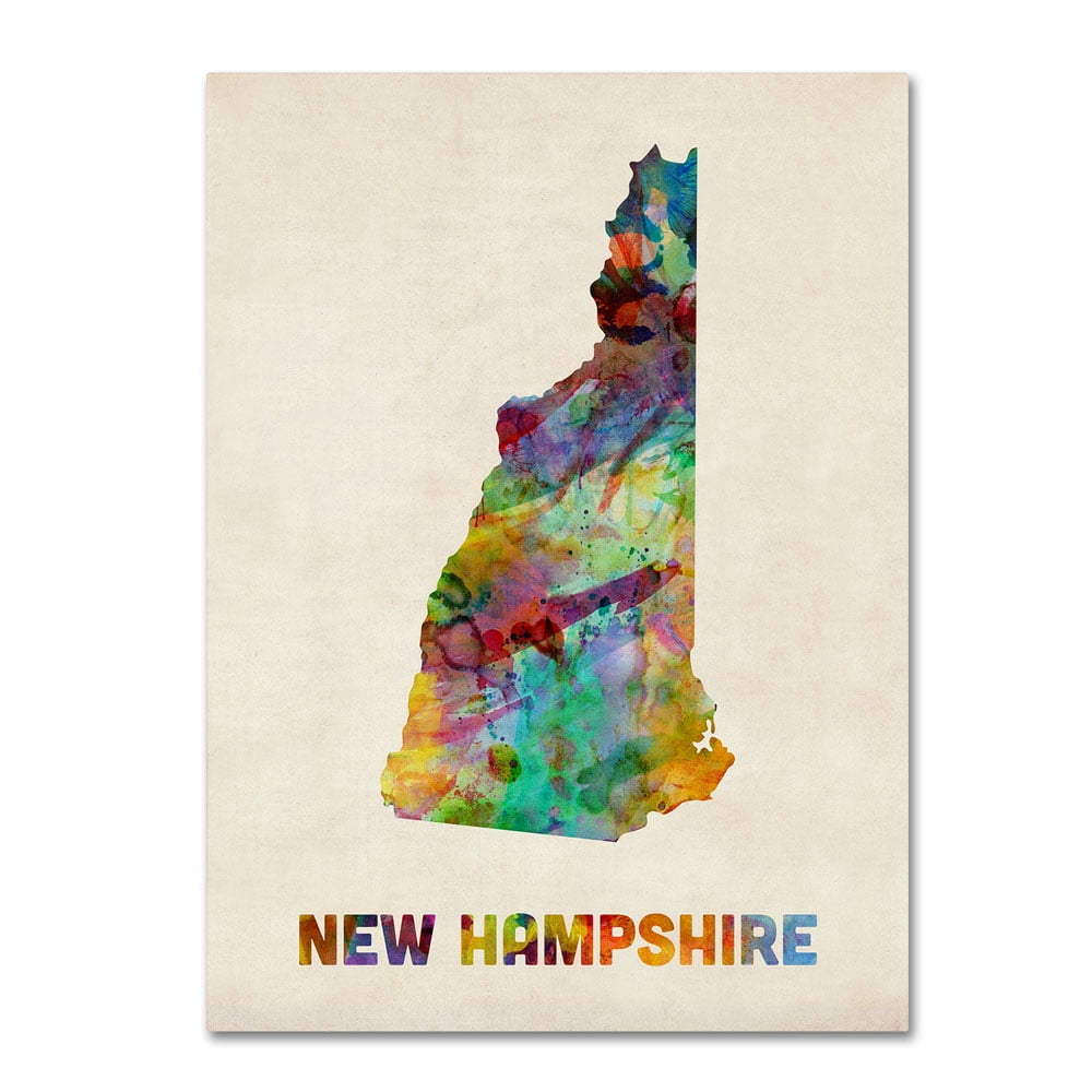 Trademark Fine Art "New Hampshire Map" Canvas Wall Art by Michael Tompsett