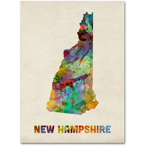 Trademark Fine Art "New Hampshire Map" Canvas Wall Art by Michael Tompsett