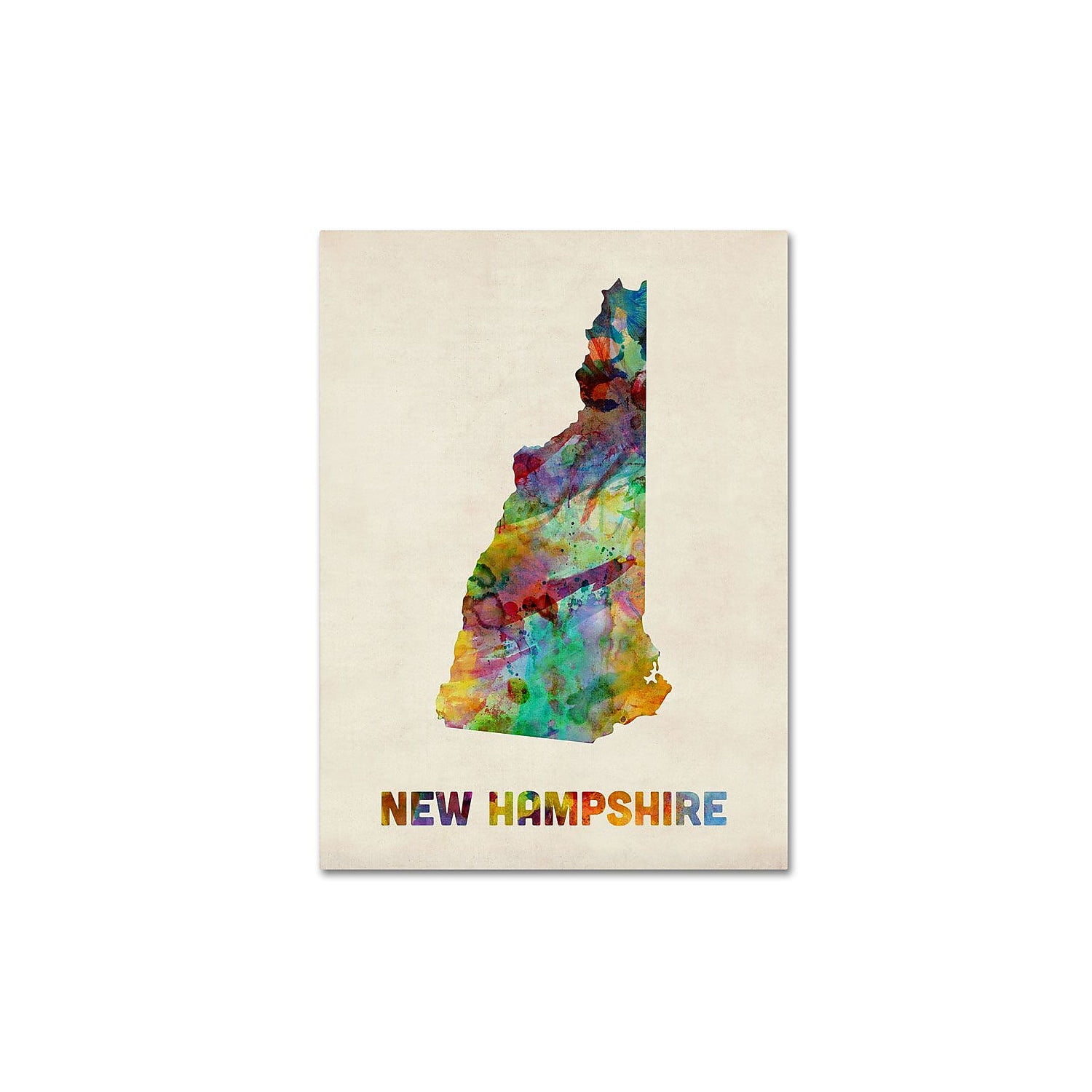 Trademark Fine Art "New Hampshire Map" Canvas Wall Art by Michael Tompsett
