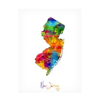 Trademark Fine Art Michael Tompsett New Jersey Map Canvas Wall Art - 14x19