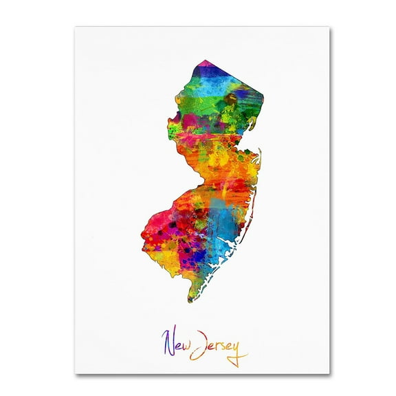 Trademark Fine Art "New Jersey Map" Canvas Art by Michael Tompsett