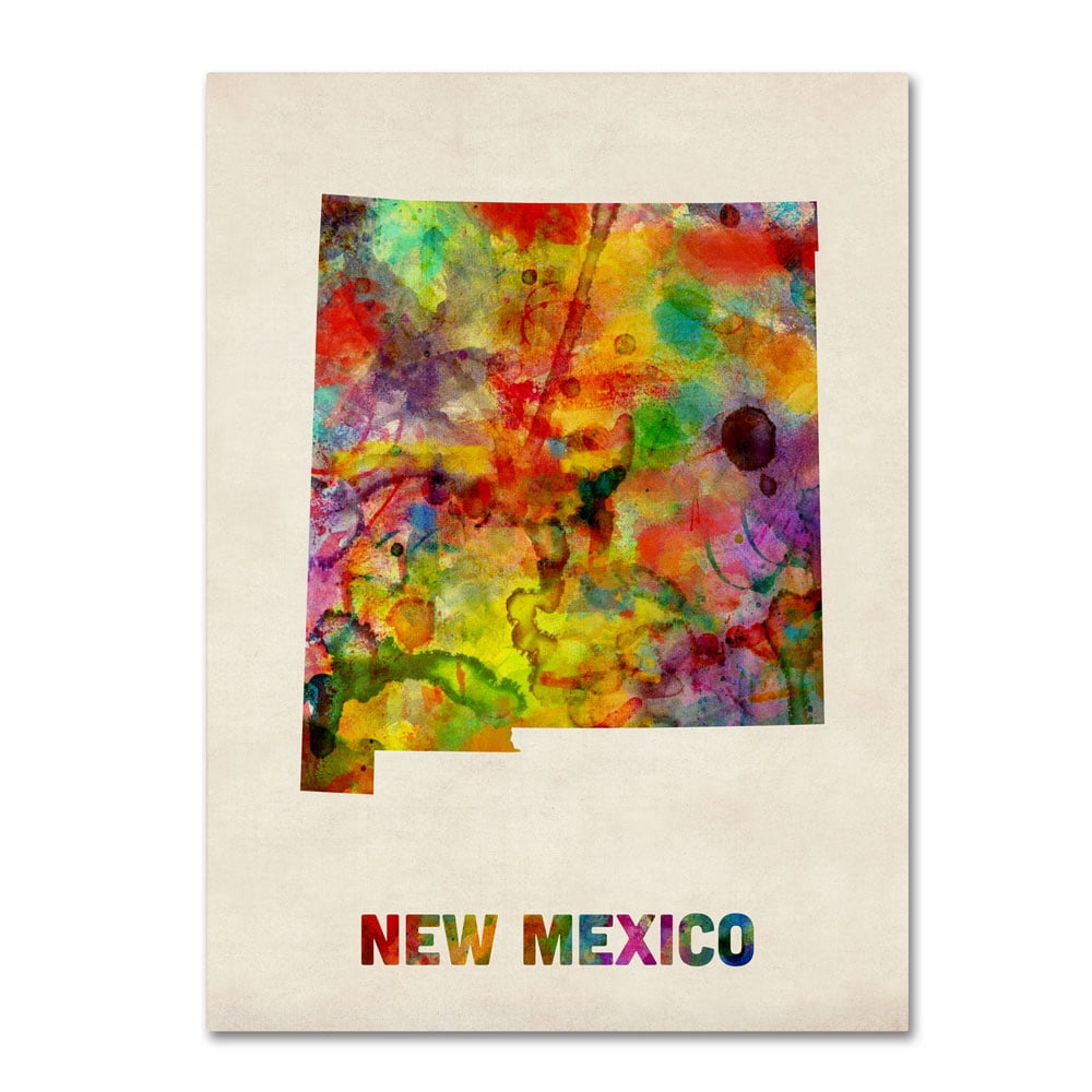 Trademark Fine Art "New Mexico Map" Canvas Wall Art by Michael Tompsett