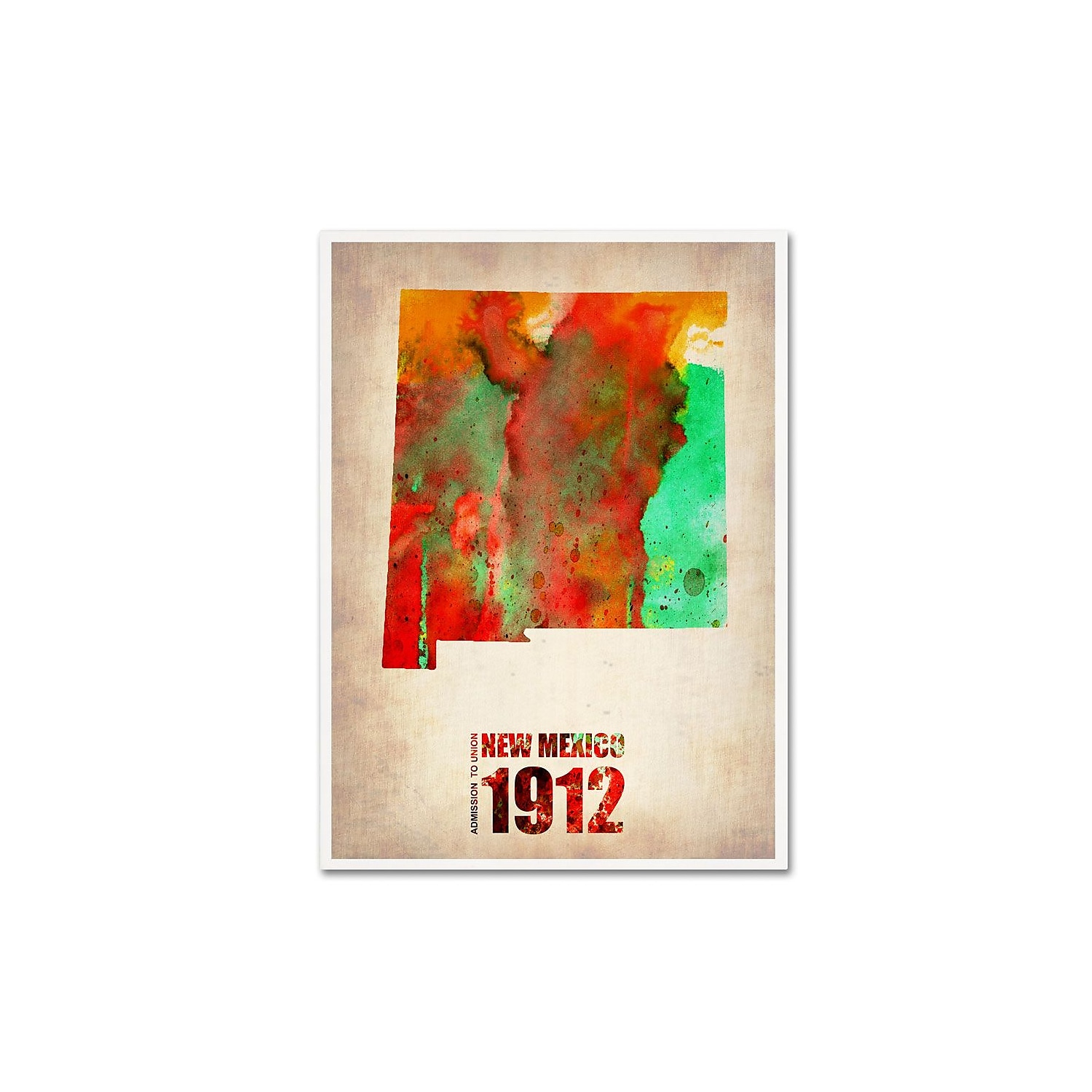 Trademark Fine Art "New Mexico Watercolor Map" Canvas Art by Naxart