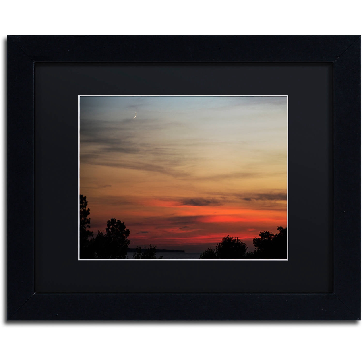 Trademark Fine Art "New Moon Sunset" Canvas Art by Kurt Shaffer, Black Matte, Black Frame