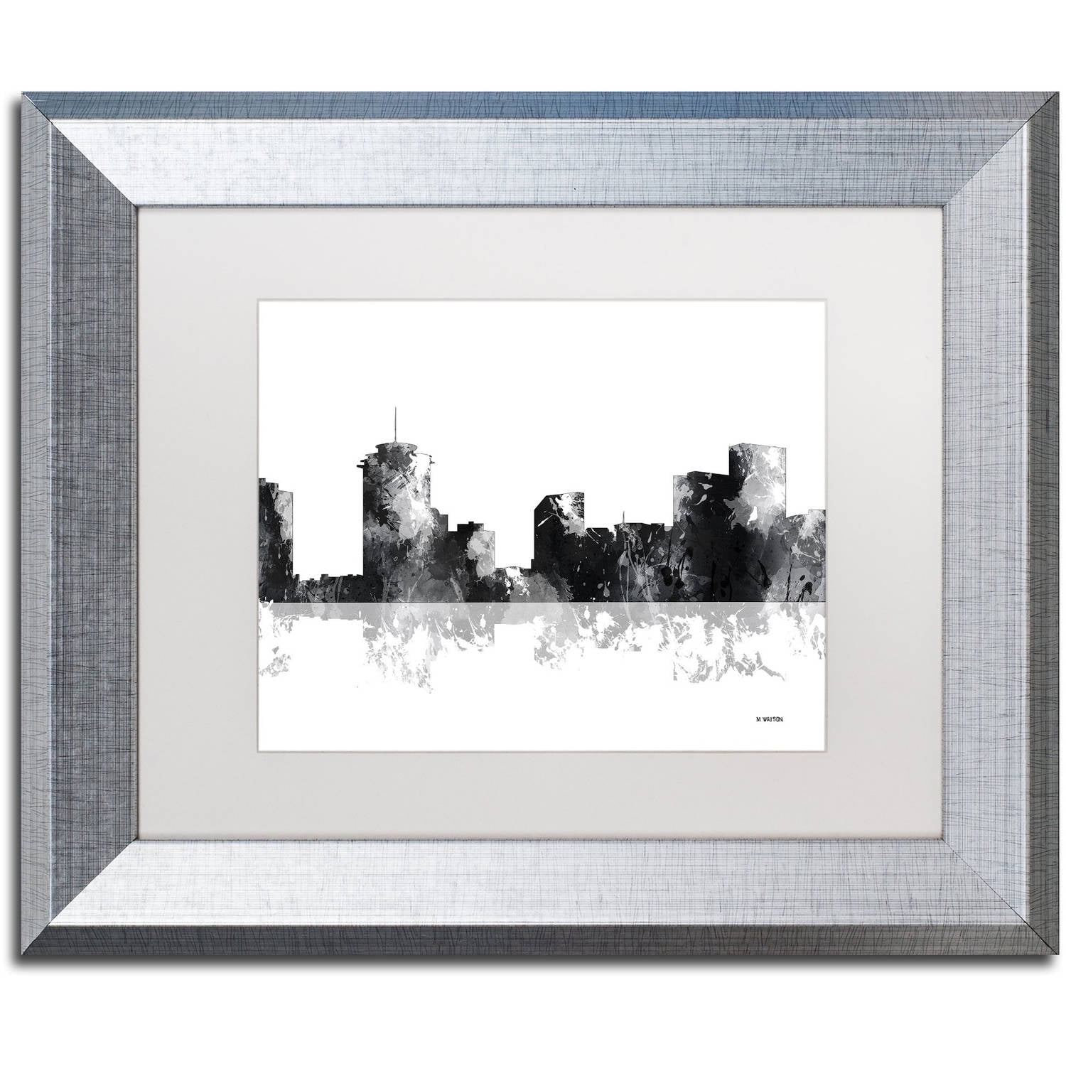 Trademark Fine Art "New Orleans Louisiana Skyline BG-1" Canvas Art by Marlene Watson, White Matte, Silver Frame
