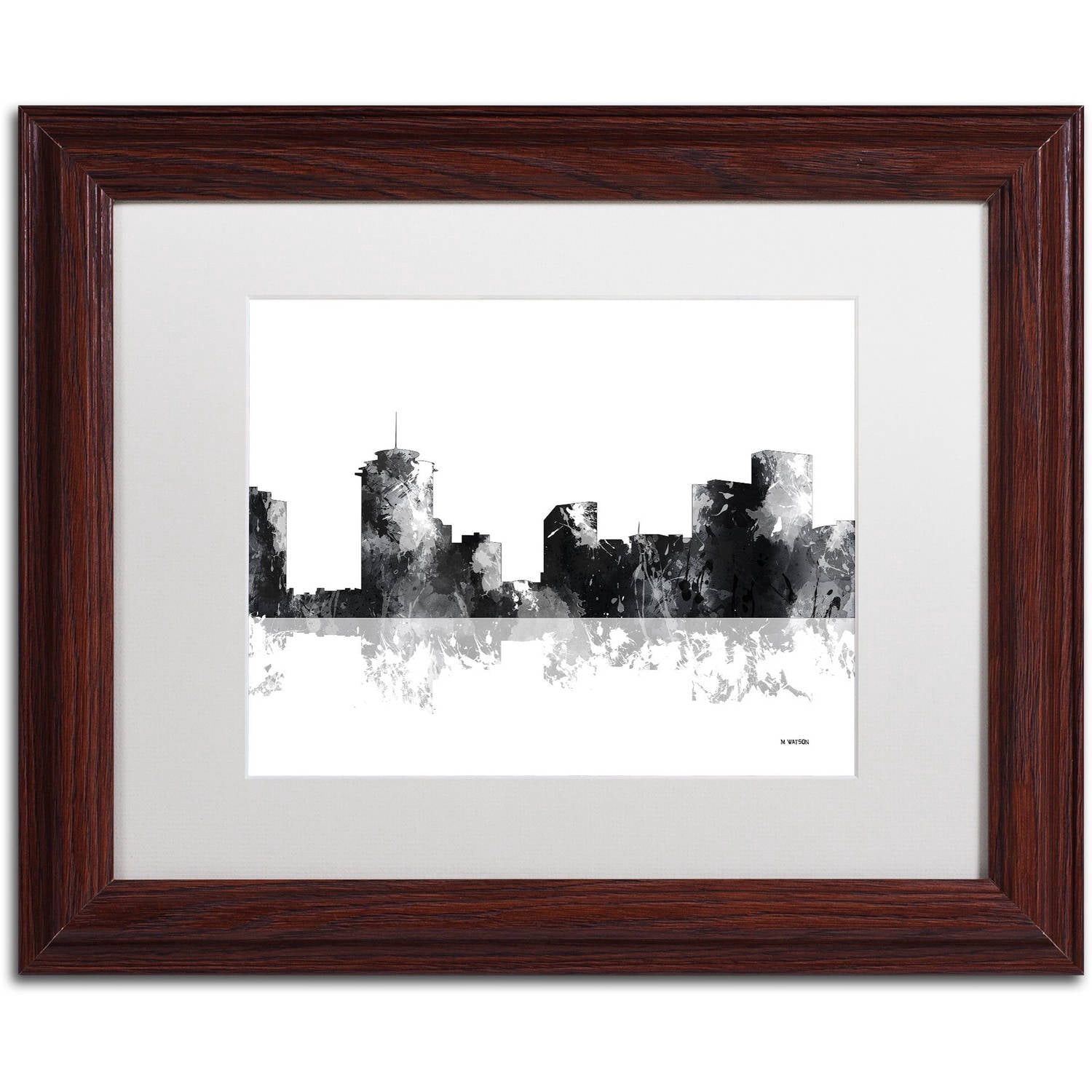 Trademark Fine Art "New Orleans Louisiana Skyline BG-1" Canvas Art by Marlene Watson, White Matte, Wood Frame