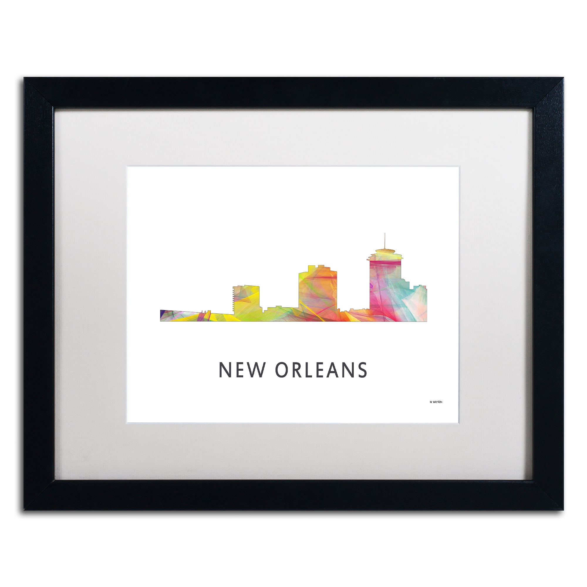 Trademark Fine Art 'New Orleans Louisiana Skyline WB-1' Canvas Art by Marlene Watson, White Matte, Black Frame