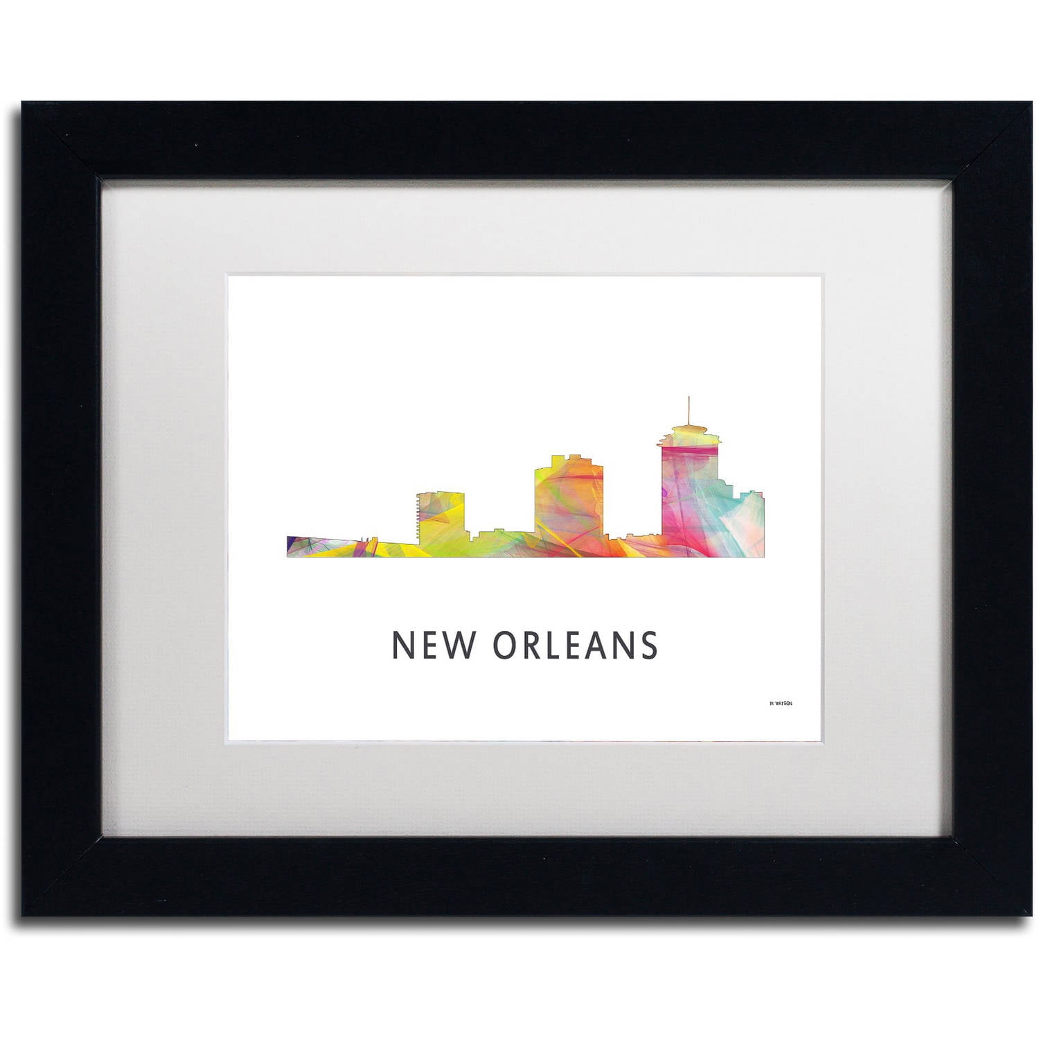 Trademark Fine Art 'New Orleans Louisiana Skyline WB-1' Canvas Art by Marlene Watson, White Matte, Black Frame