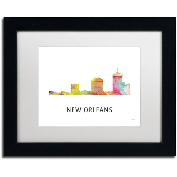 Trademark Fine Art 'New Orleans Louisiana Skyline WB-1' Canvas Art by Marlene Watson, White Matte, Black Frame