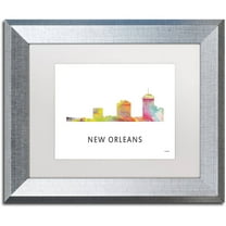 Trademark Fine Art 'New Orleans Louisiana Skyline WB-1' Canvas Art by Marlene Watson, White Matte, Silver Frame