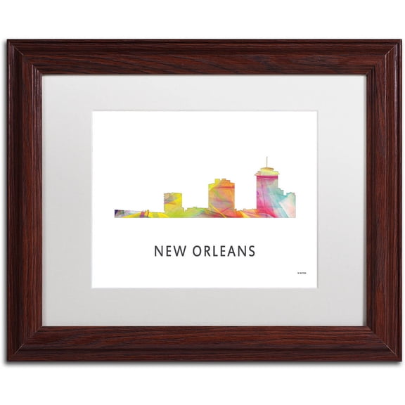 Trademark Fine Art 'New Orleans Louisiana Skyline WB-1' Canvas Art by Marlene Watson, White Matte, Wood Frame