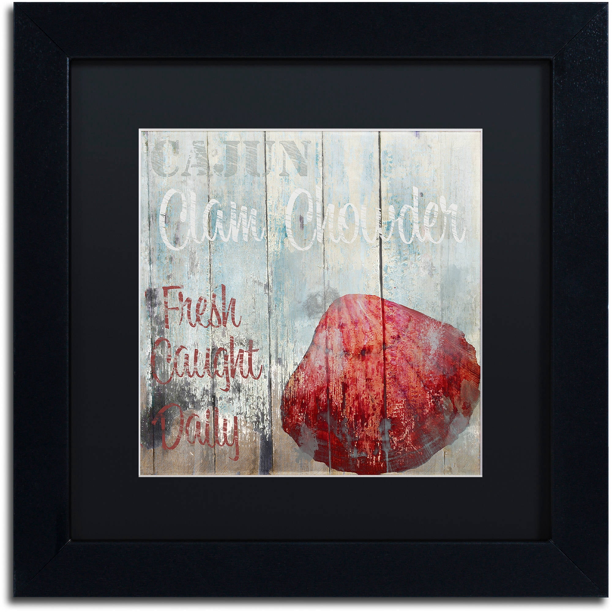 Trademark Fine Art "New Orleans Seafood IV" Canvas Art by Color Bakery Black Matte, Black Frame