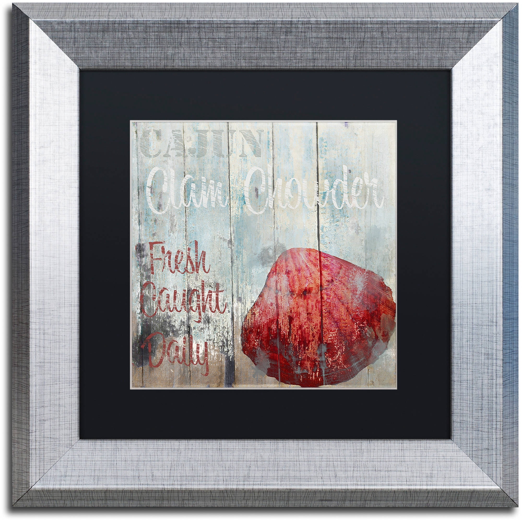 Trademark Fine Art "New Orleans Seafood IV" Canvas Art by Color Bakery Black Matte, Silver Frame