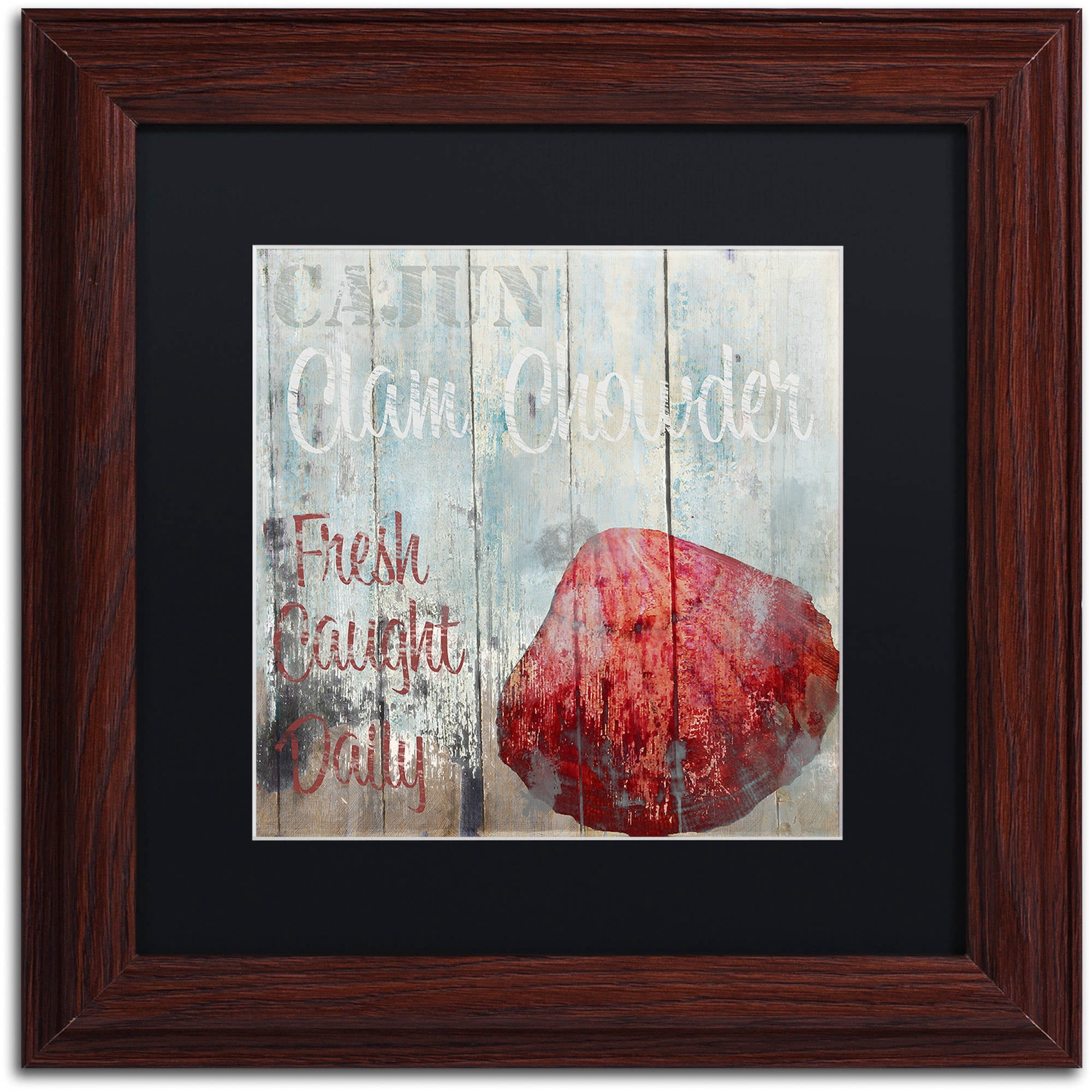 Trademark Fine Art "New Orleans Seafood IV" Canvas Art by Color Bakery Black Matte, Wood Frame
