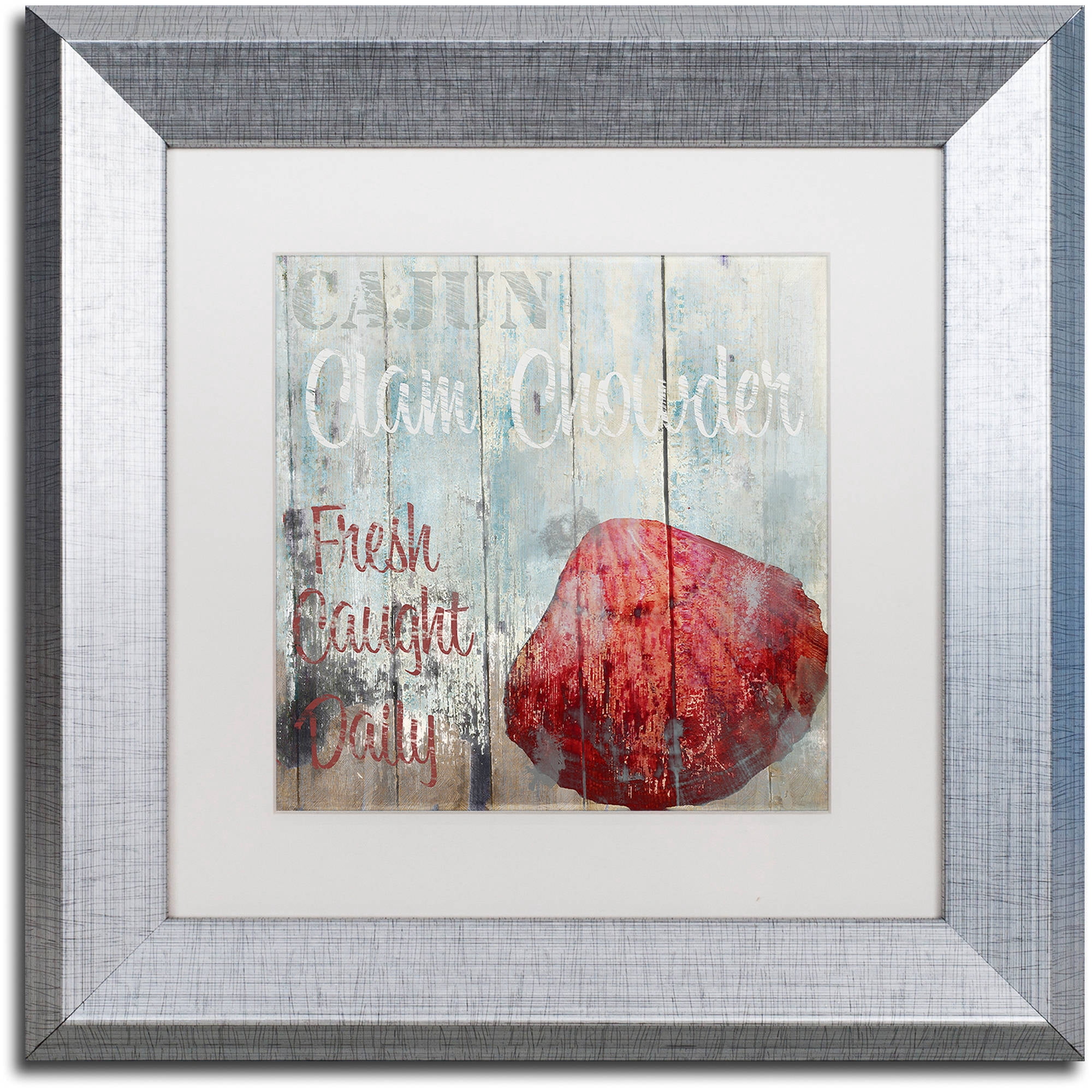 Trademark Fine Art "New Orleans Seafood IV" Canvas Art by Color Bakery White Matte, Silver Frame