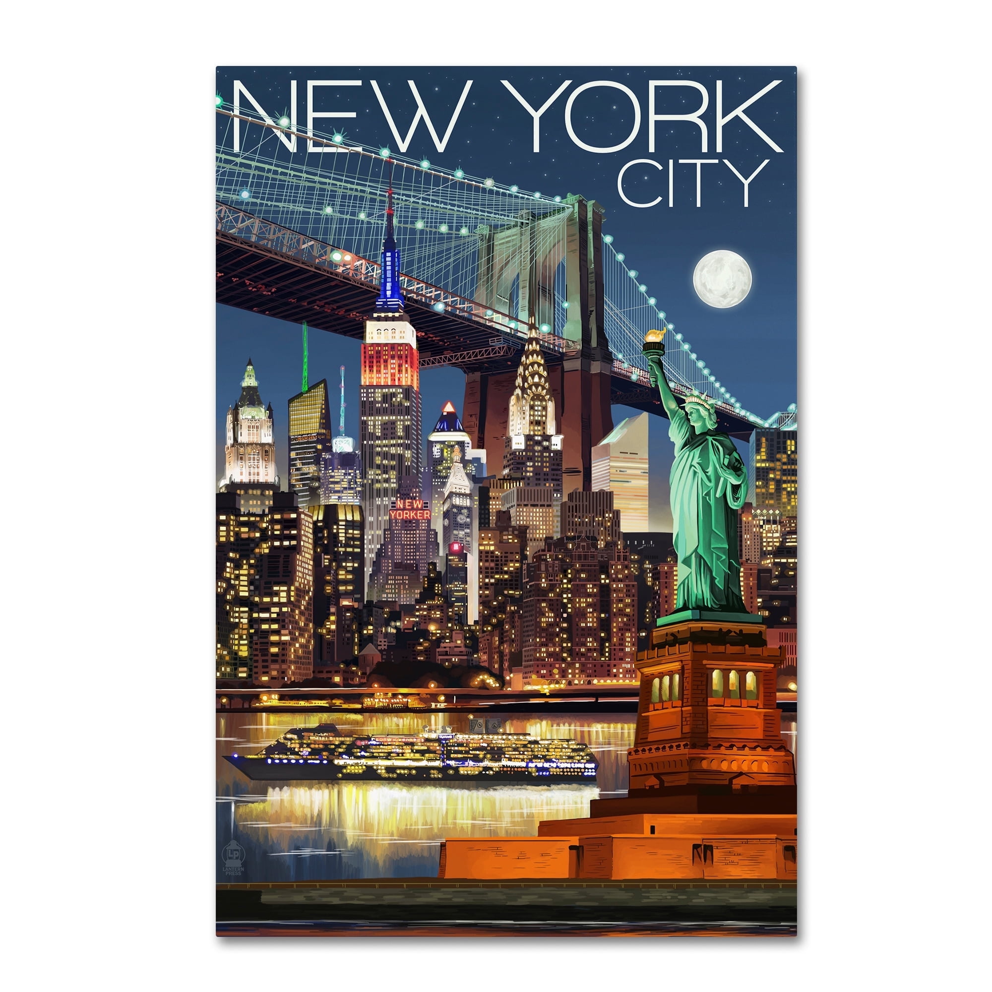 New York City Nightscape Gallery-Wrapped Canvas Art