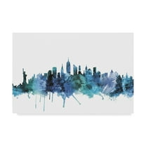 Trademark Fine Art 'New York City Blue Teal Skyline' Canvas Art by Michael Tompsett