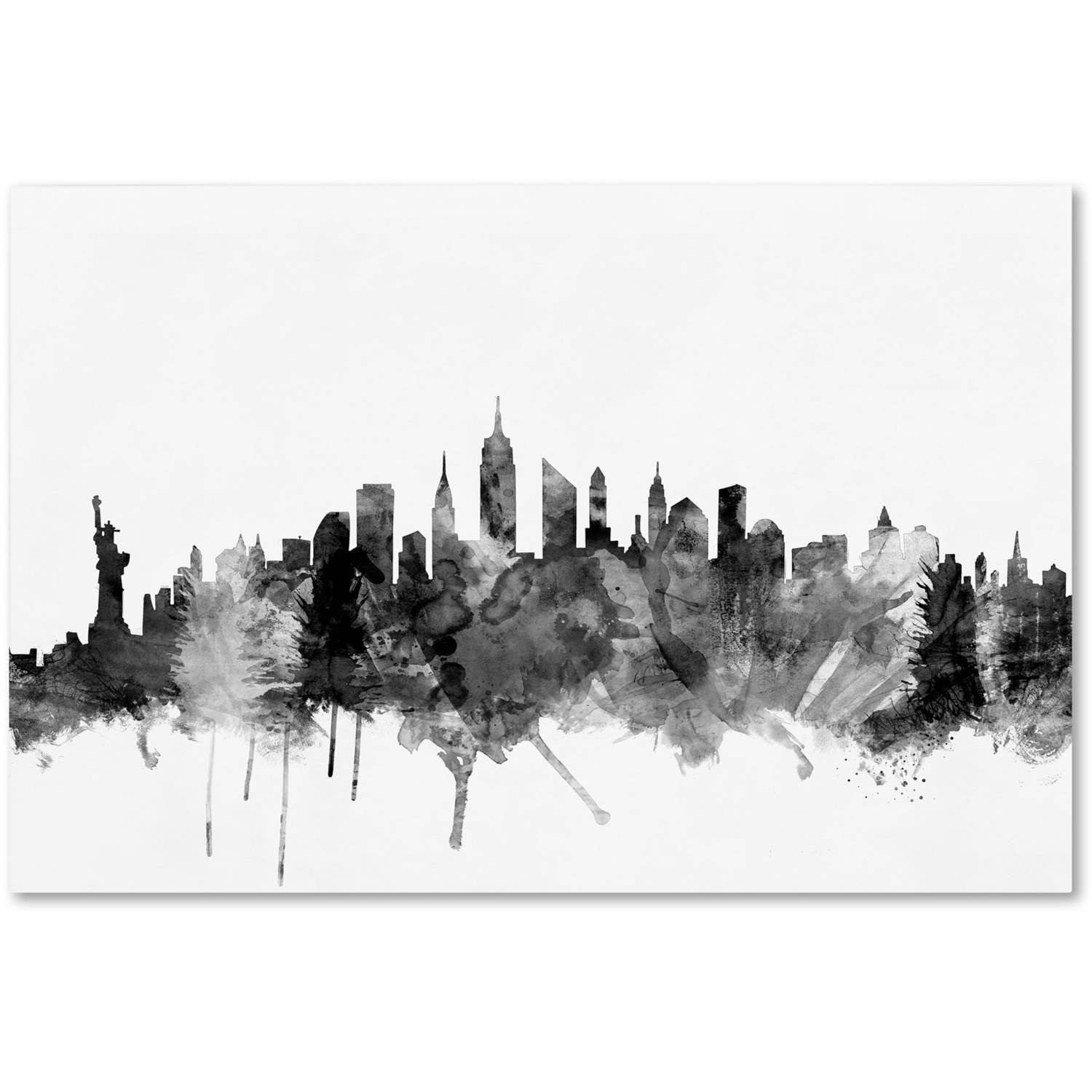 Black and White New York City Skyline Canvas Art with Hidden Frame