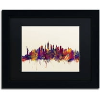 Trademark Fine Art "New York City Skyline" Canvas Art by Michael Tompsett, Black Matte, Black Frame
