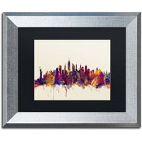 Trademark Fine Art "New York City Skyline" Canvas Art by Michael Tompsett, Black Matte, Silver Frame