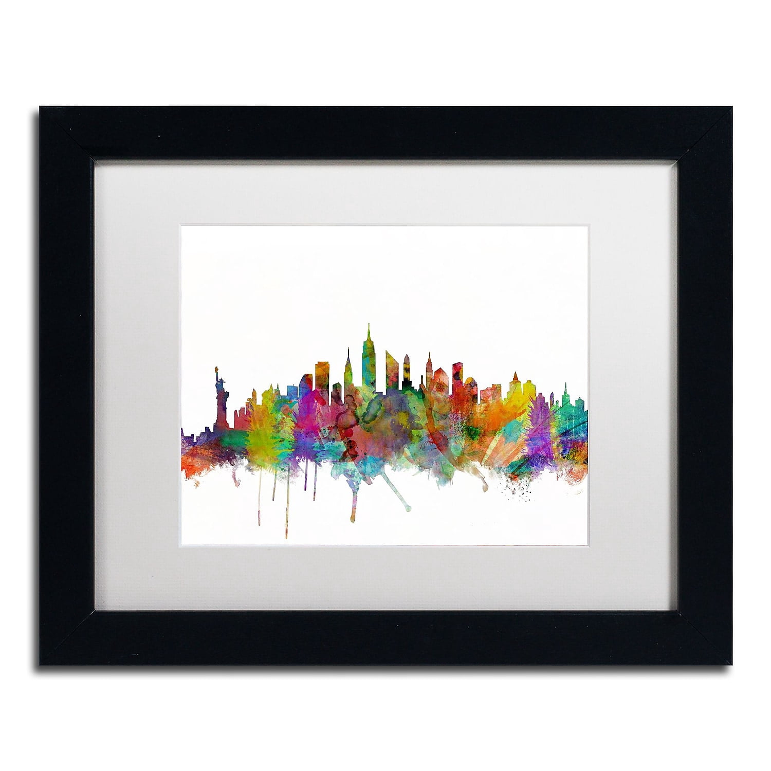 Trademark Fine Art 'New York City Skyline' Canvas Art by Michael Tompsett, White Matte, Black Frame