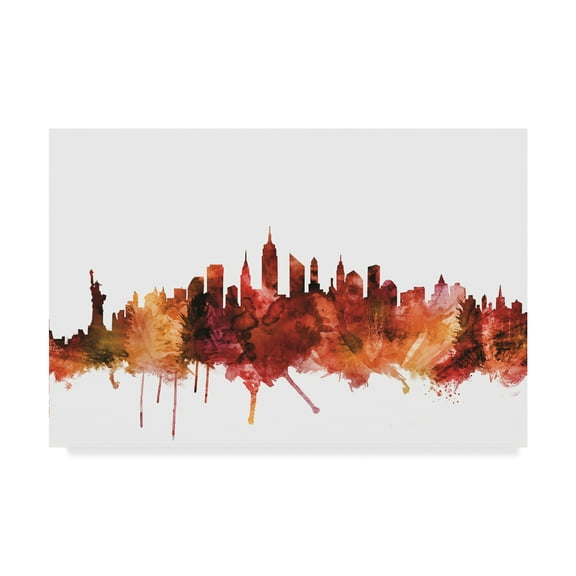 Trademark Fine Art 'New York City Skyline Red' Canvas Art by Michael Tompsett