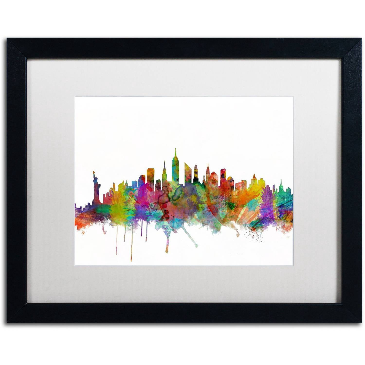 Trademark Fine Art ''New York City Skyline'' by Michael Tompsett 16" x 20" White Matted Black Frame