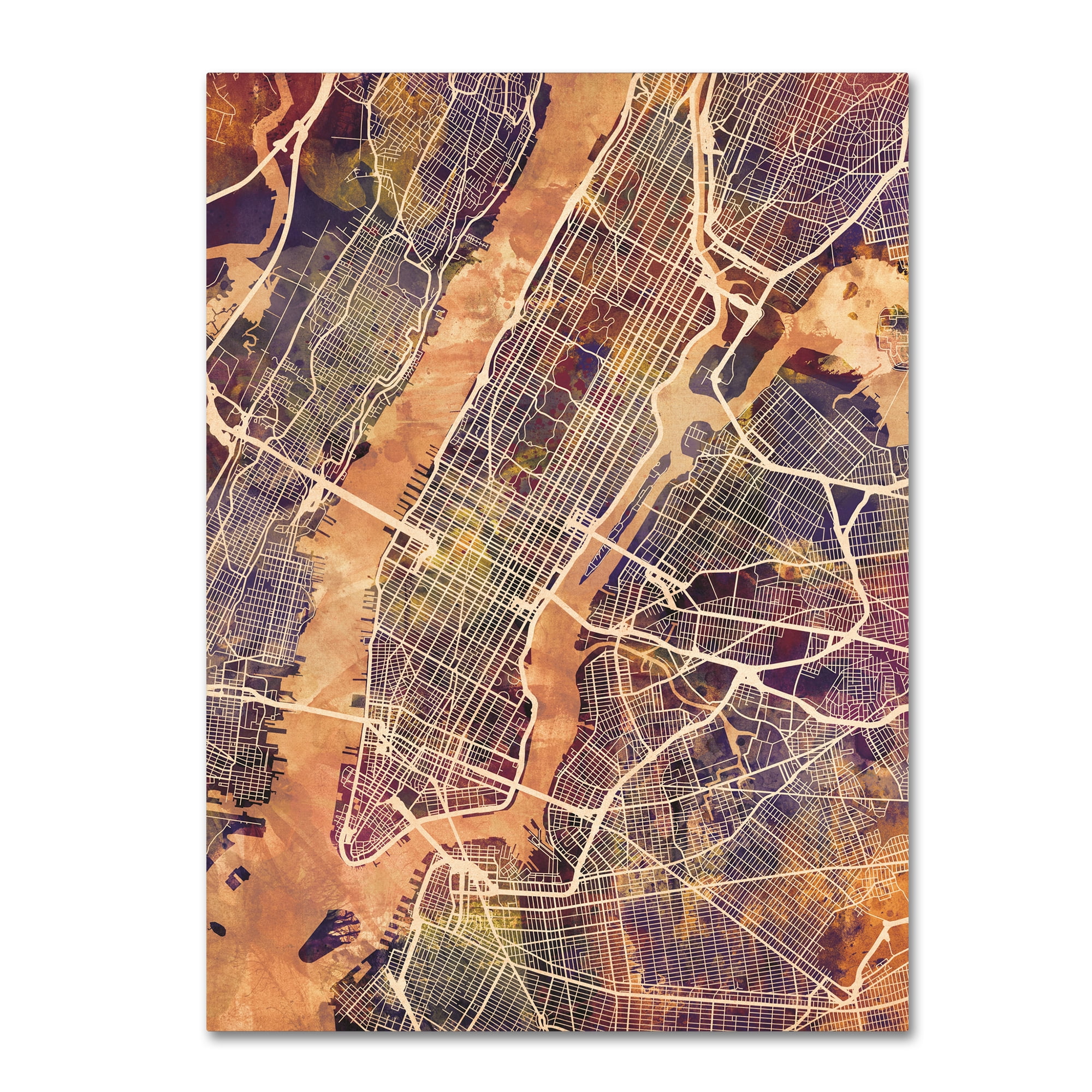Trademark Fine Art 'New York City Street Map' Canvas Art by Michael Tompsett