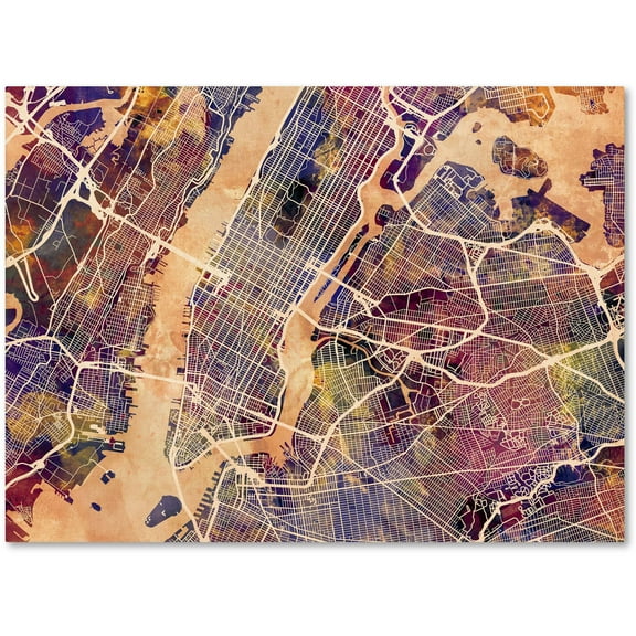 Trademark Fine Art "New York City Street Map" Canvas Art by Michael Tompsett