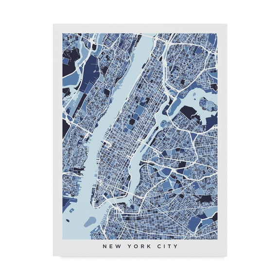 Trademark Fine Art 'New York City Street Map Watercolor Blue' Canvas Art by Michael Tompsett