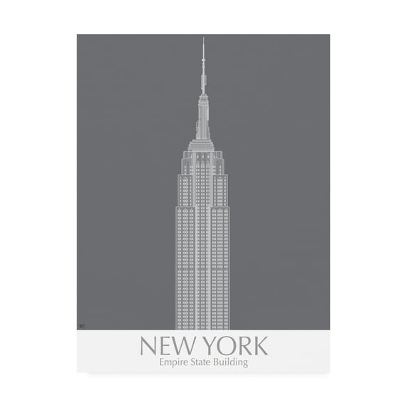 Trademark Fine Art 'New York Empire State Building Monochrome' Canvas Art by Fab Funky