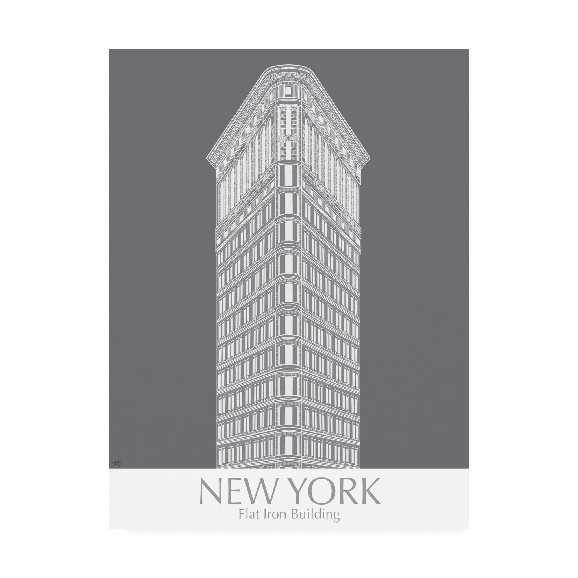 Trademark Fine Art 'New York Flat Iron Building Monochrome' Canvas Art by Fab Funky