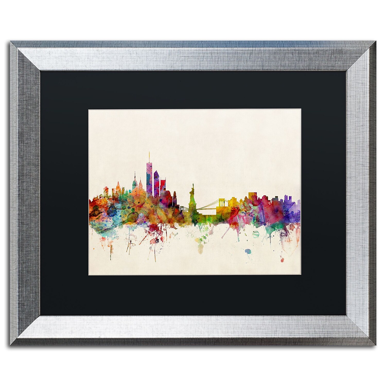 Trademark Fine Art "New York, New York" Canvas Art by Michael Tompsett Black Matte, Silver Frame