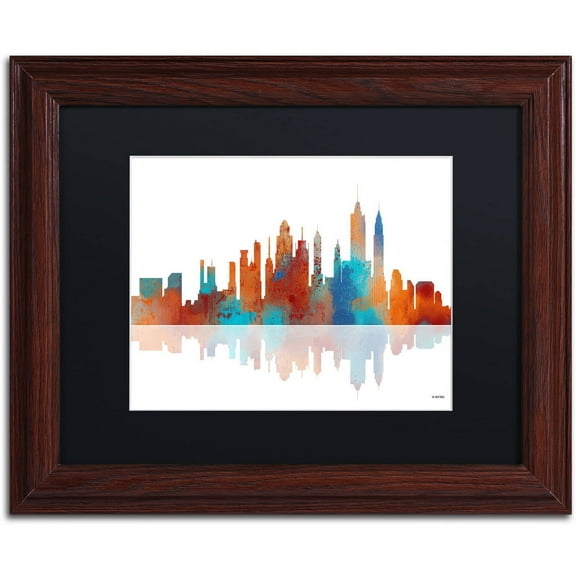 Trademark Fine Art "New York New York Skyline 2" Canvas Art by Marlene Watson Black Matte, Wood Frame